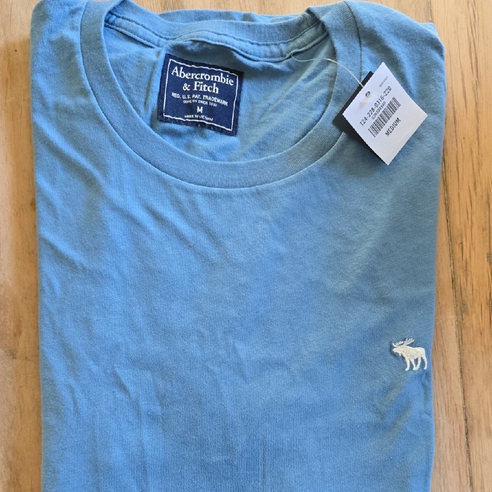 Abercrombie & Fitch Sky Blue Tee New With Tags.  Moose Icon